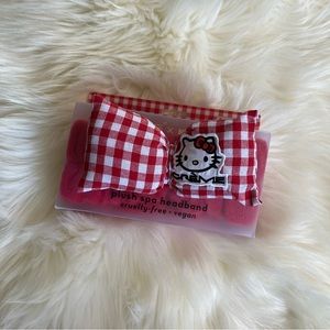 Hello Kitty x the Creme Shop Plush Spa Headband Limited Edition Red Gingham